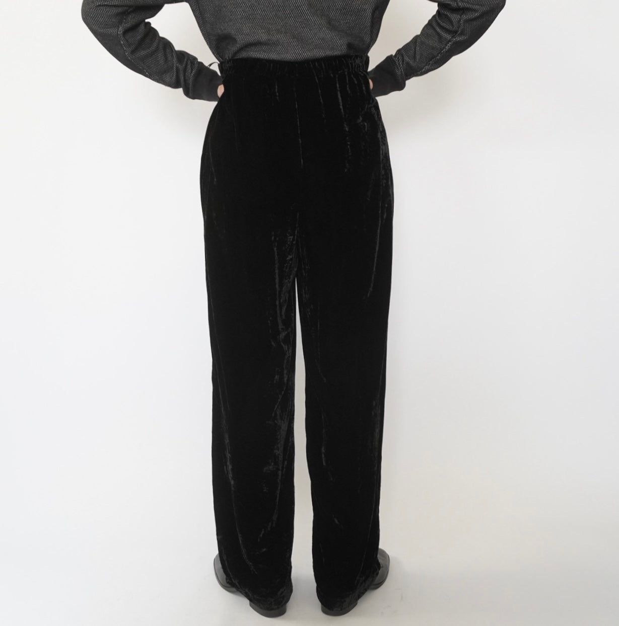 90s Black Velour Wide Pants