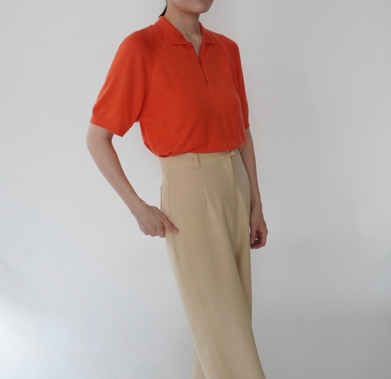 80s Half Zip Design Top Made in USA