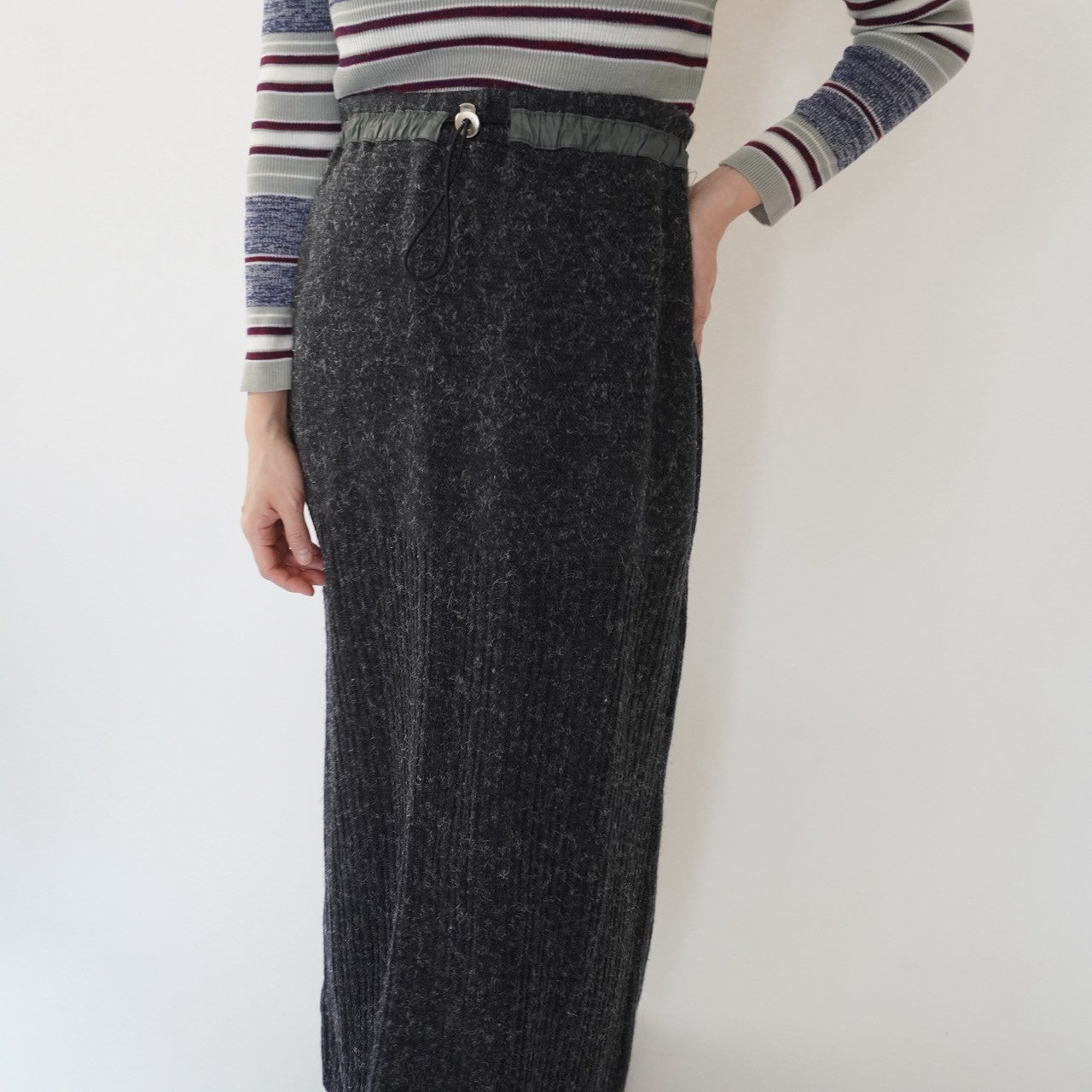 90s EURO Ribbed Knit Maxi Skirt