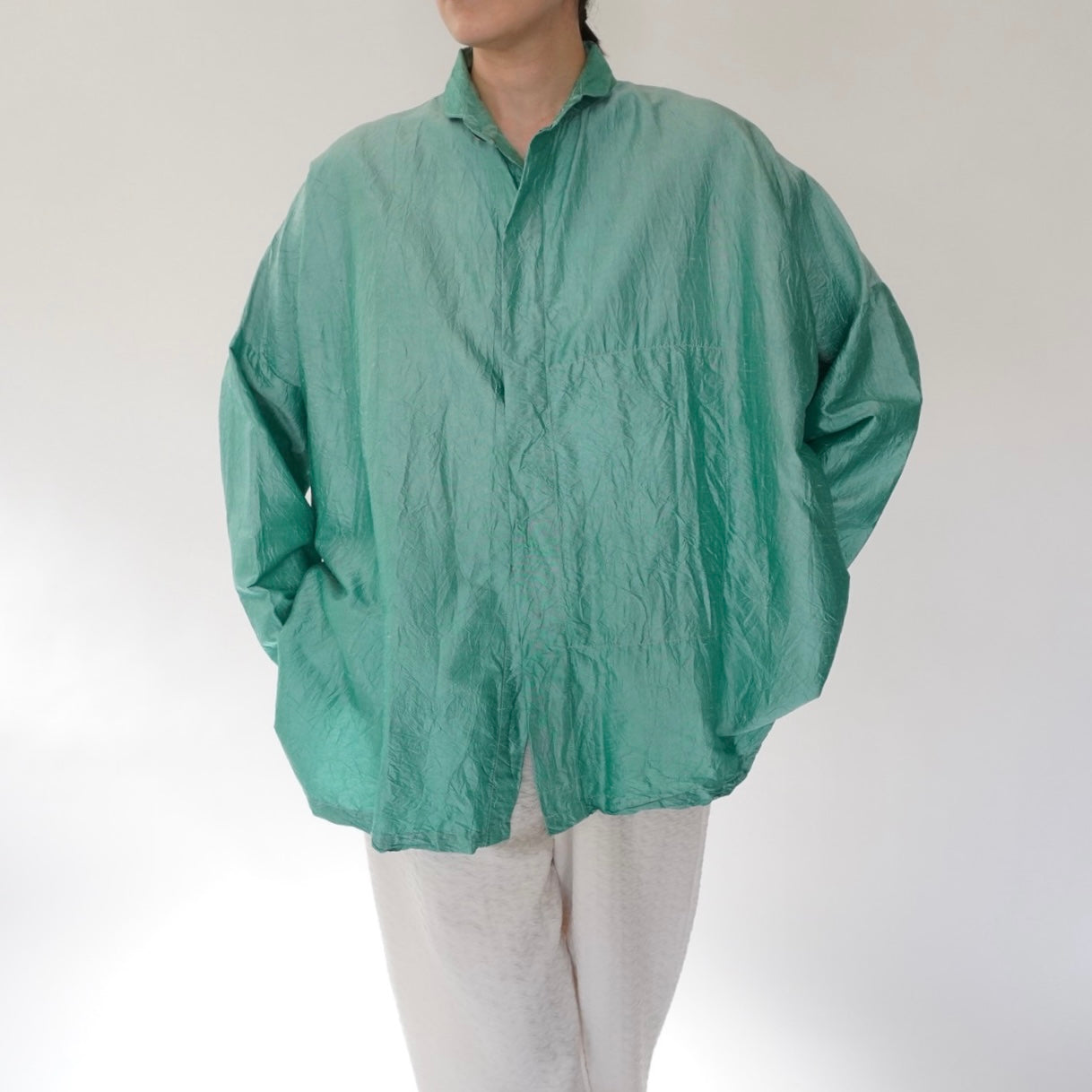 90s Raw Silk Boxy Blouse
