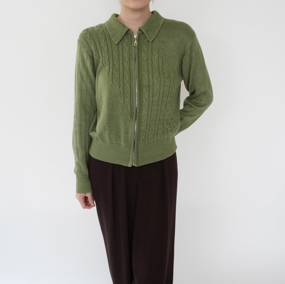 90s Zip Light Knit Top