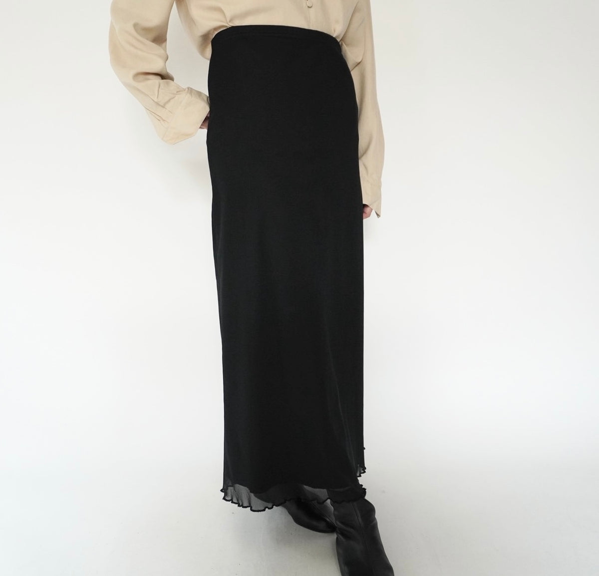 90s Black Sheer Skirt