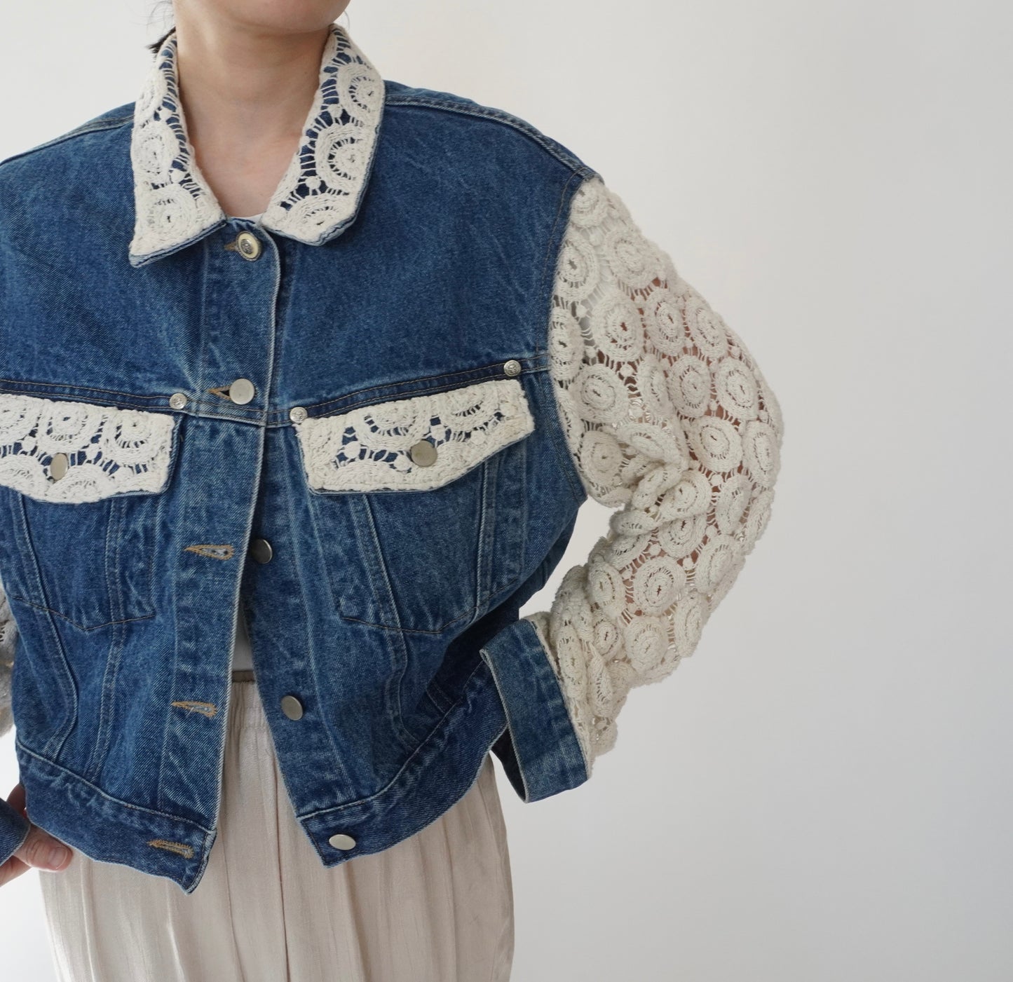 90s Crochet Denim Jacket