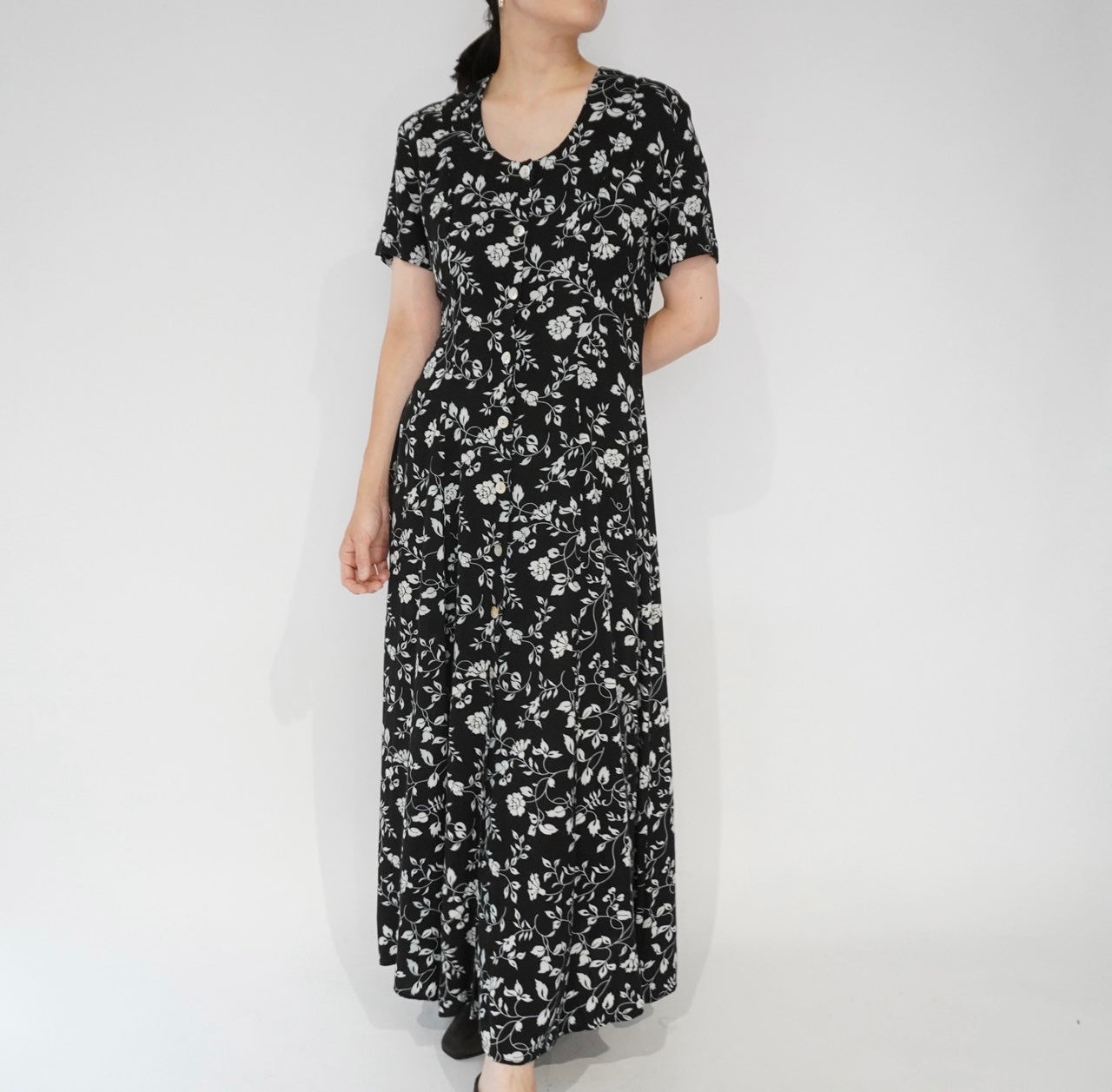 90s Floral Print Maxi Dress