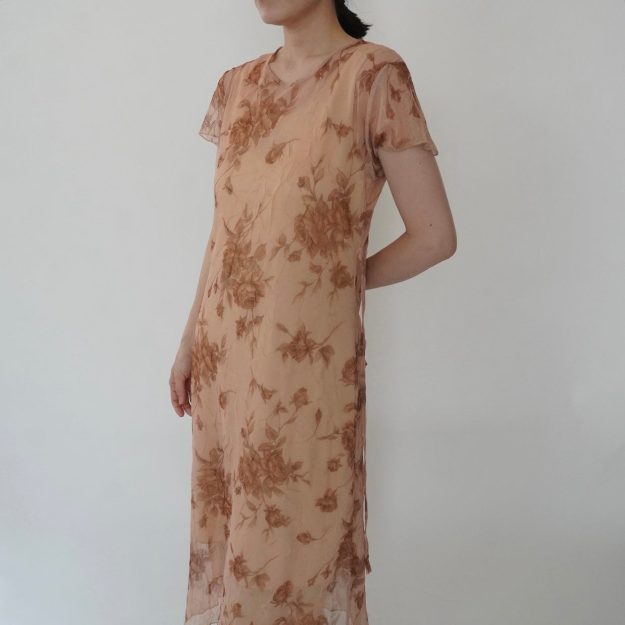 90s Printed Sheer  Maxi Dress