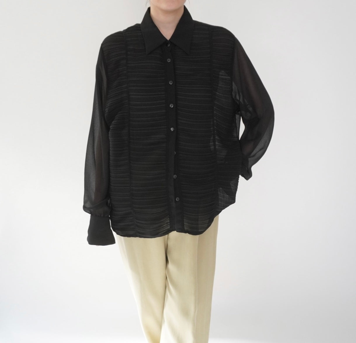 90s Sheer Pleats  Shirt