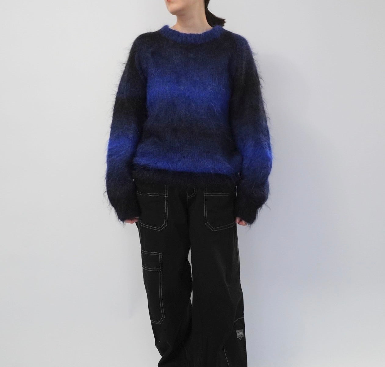 90s Black x Blue Mohair Knit