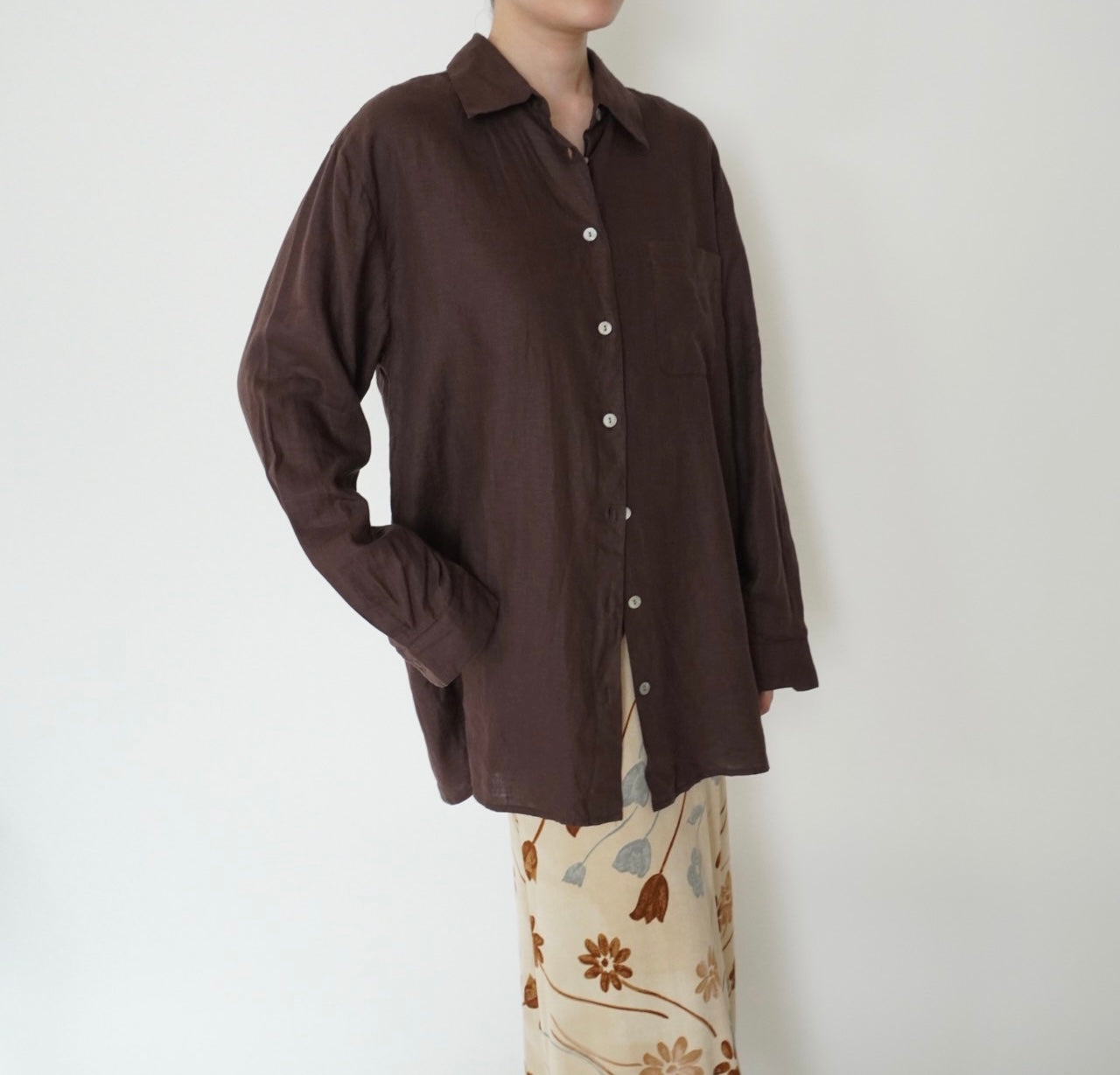 90s Brown Linen Shirt