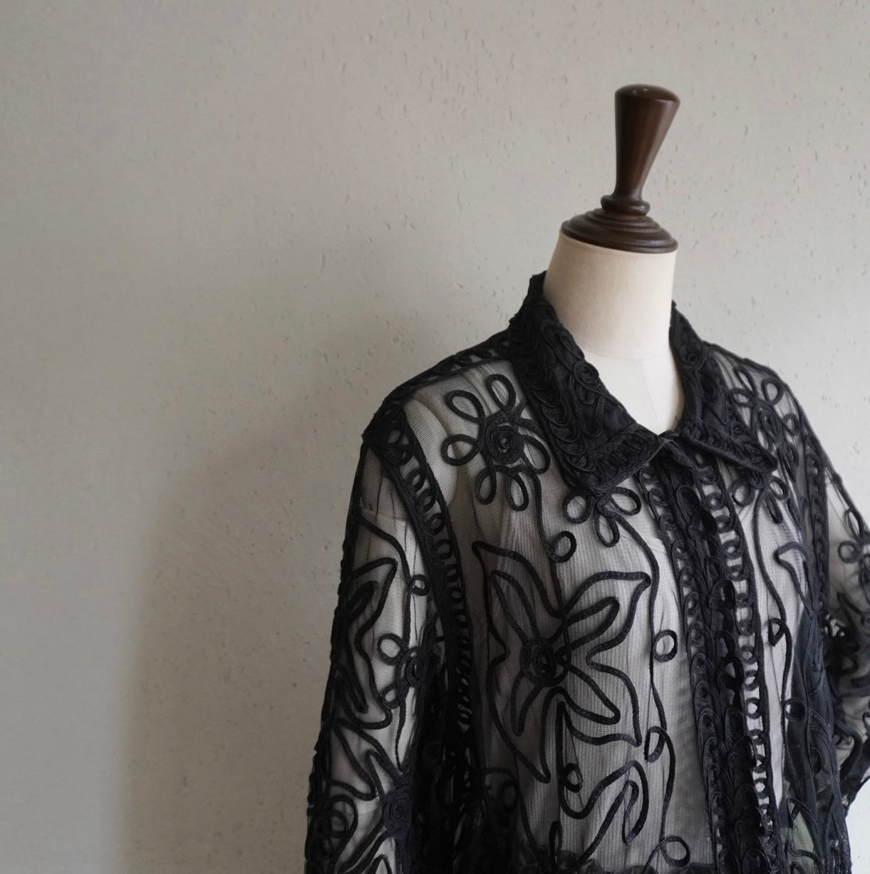 90s Sheer Cord Lace Shirt