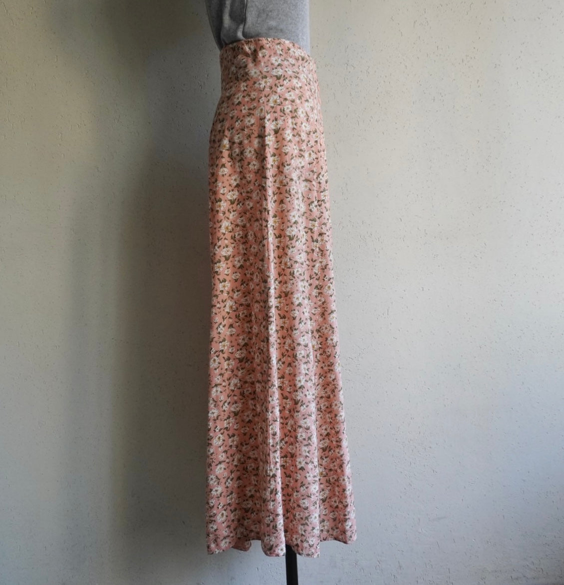 80s Floral Print Maxi Skirt Made in USA