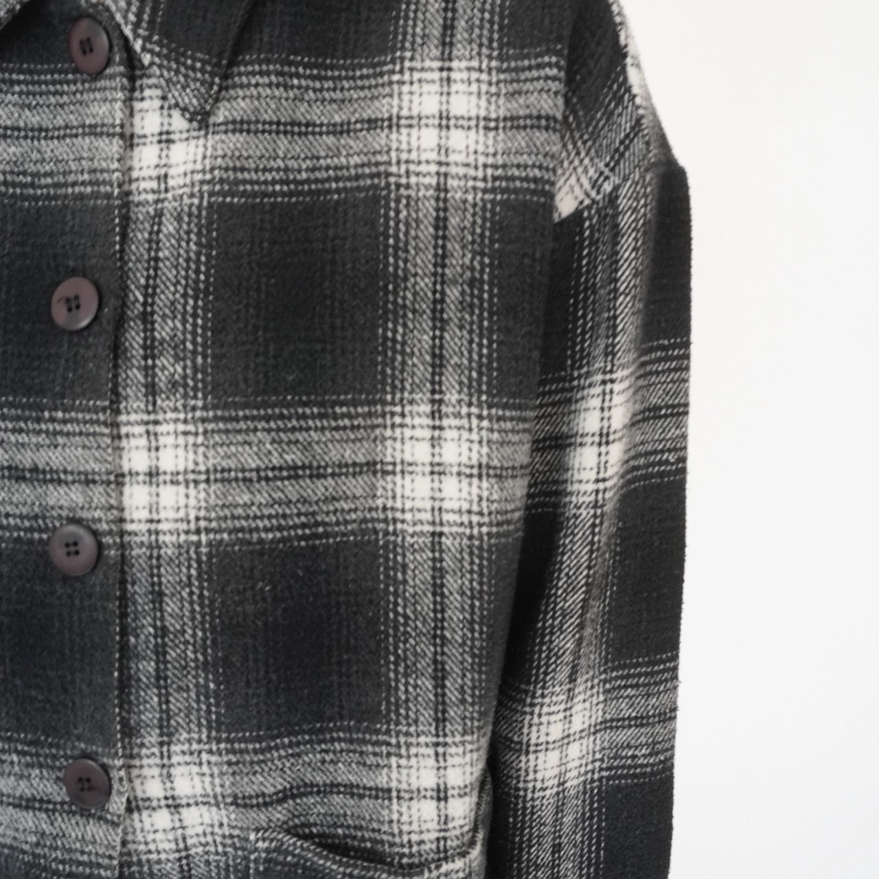90s Shadow Plaid Fringe Shirt,Jacket Made in USA