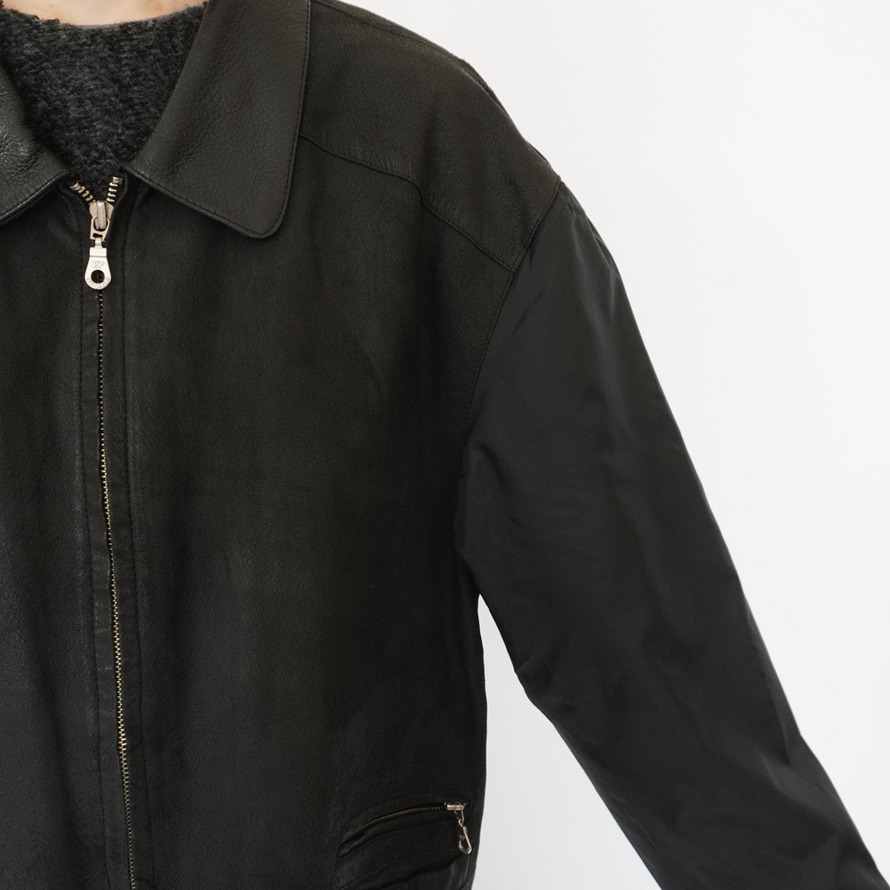 90s Leather × Nylon Jacket