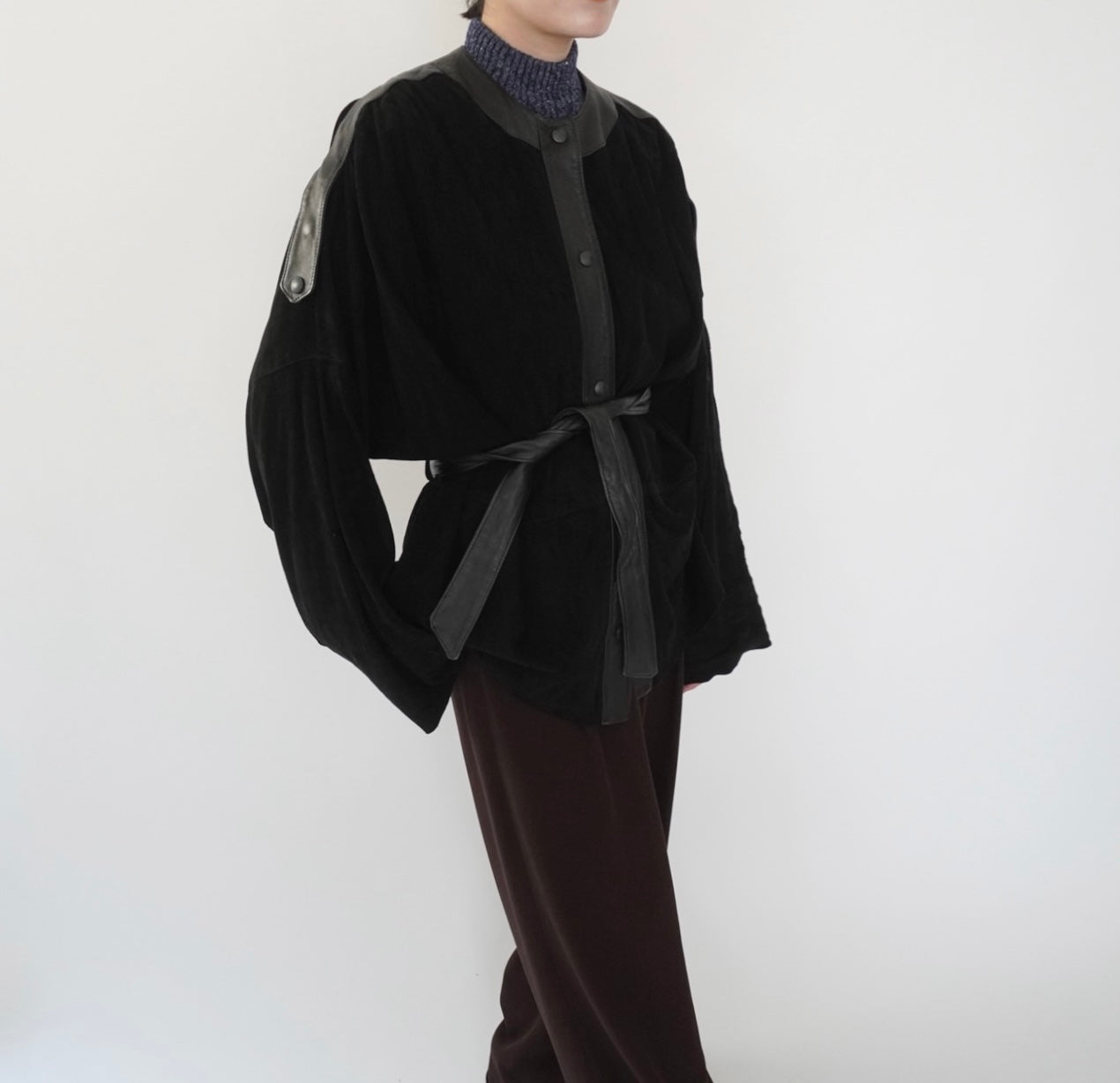 80s EURO Design Suede x Leather Jacket