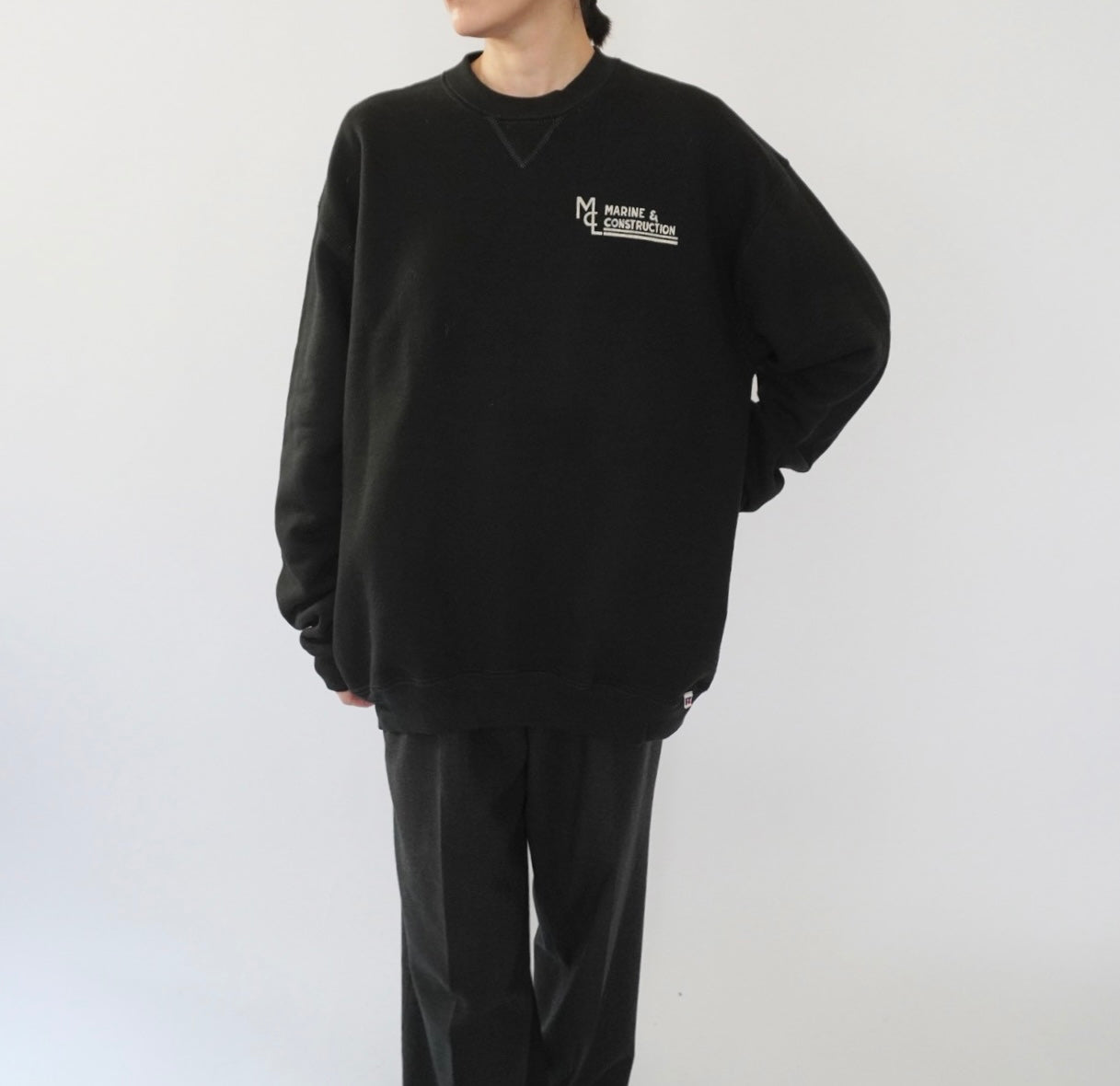 90s ”Marine & Construction" Printed Sweater Made in USA Dead Stock