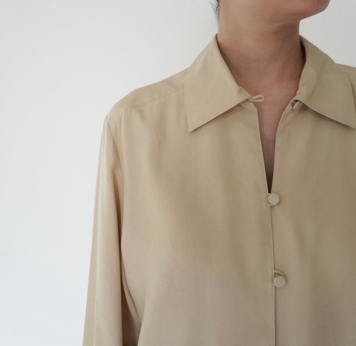 90s Beige Silk Shirt