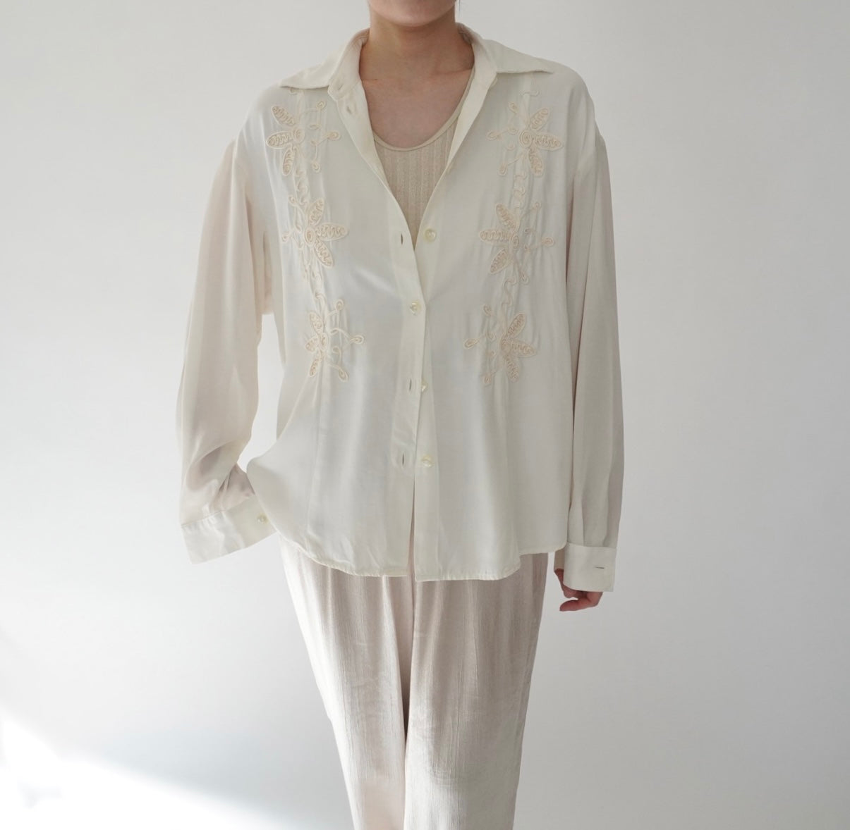 90s Cord Lace Shirt Made in USA