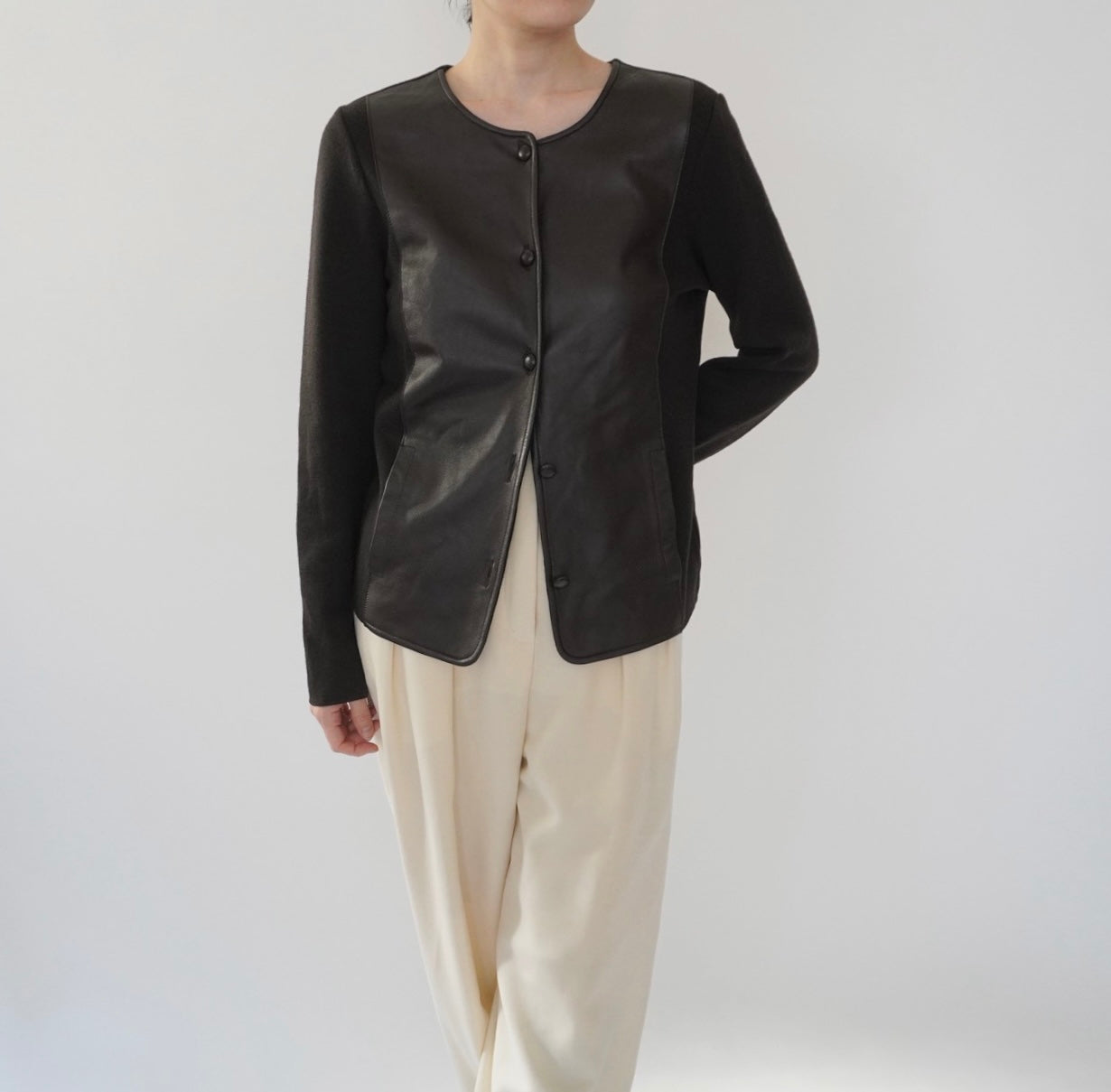 90s Faux Leather Top,Cardigan