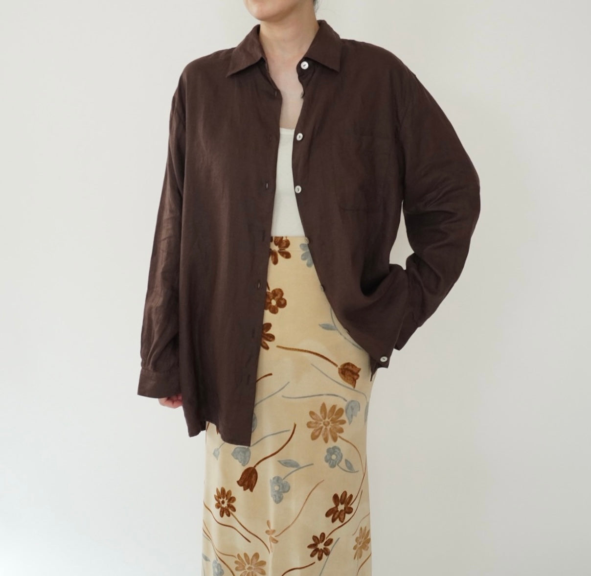 90s Brown Linen Shirt
