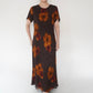 90s Floral Print Maxi Dress