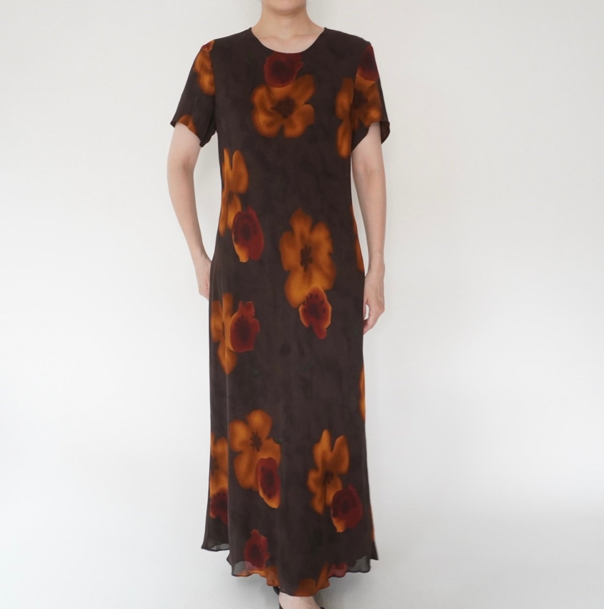 90s Floral Print Maxi Dress