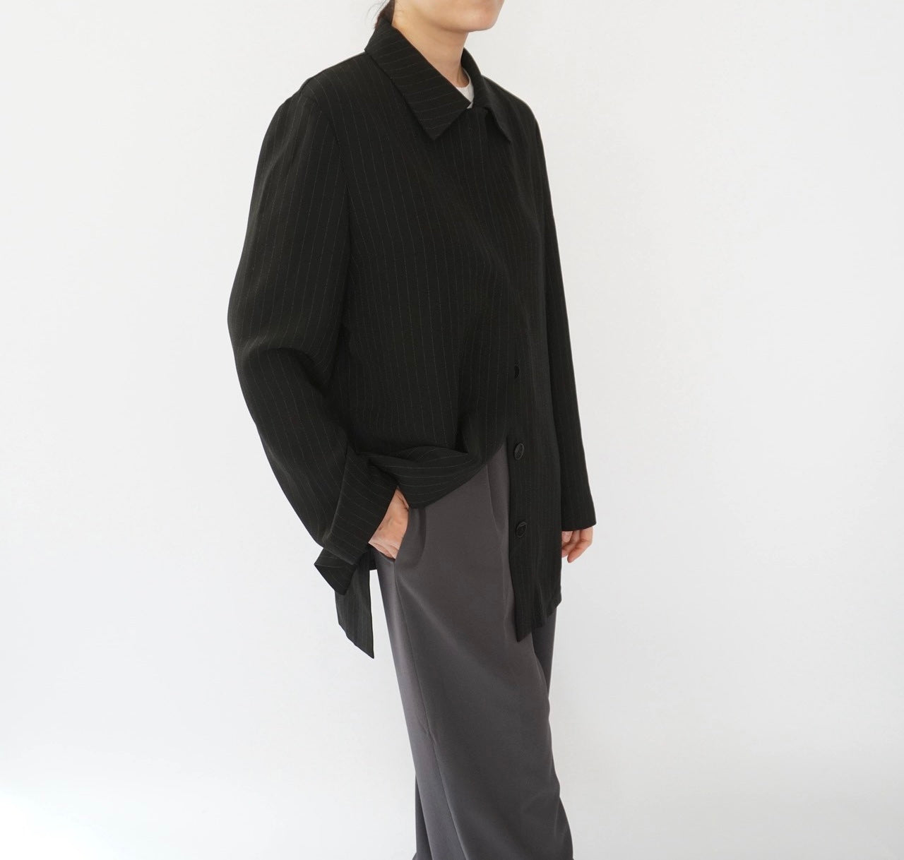 90s EURO Striped Shirt Jacket