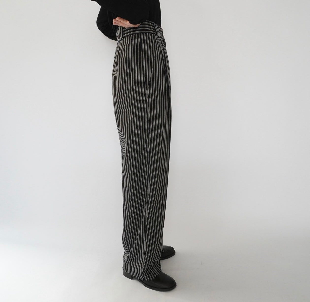 80s Black White Striped  Pants Made in Italy