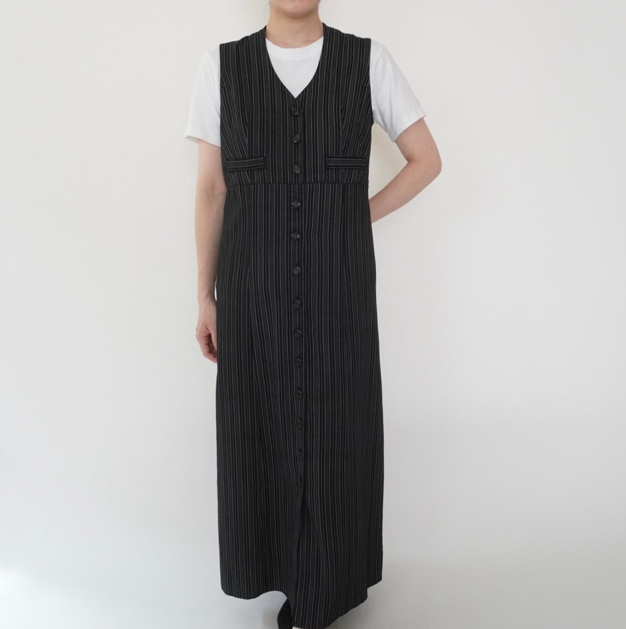 80s Striped Sleeveless Dress Made in USA