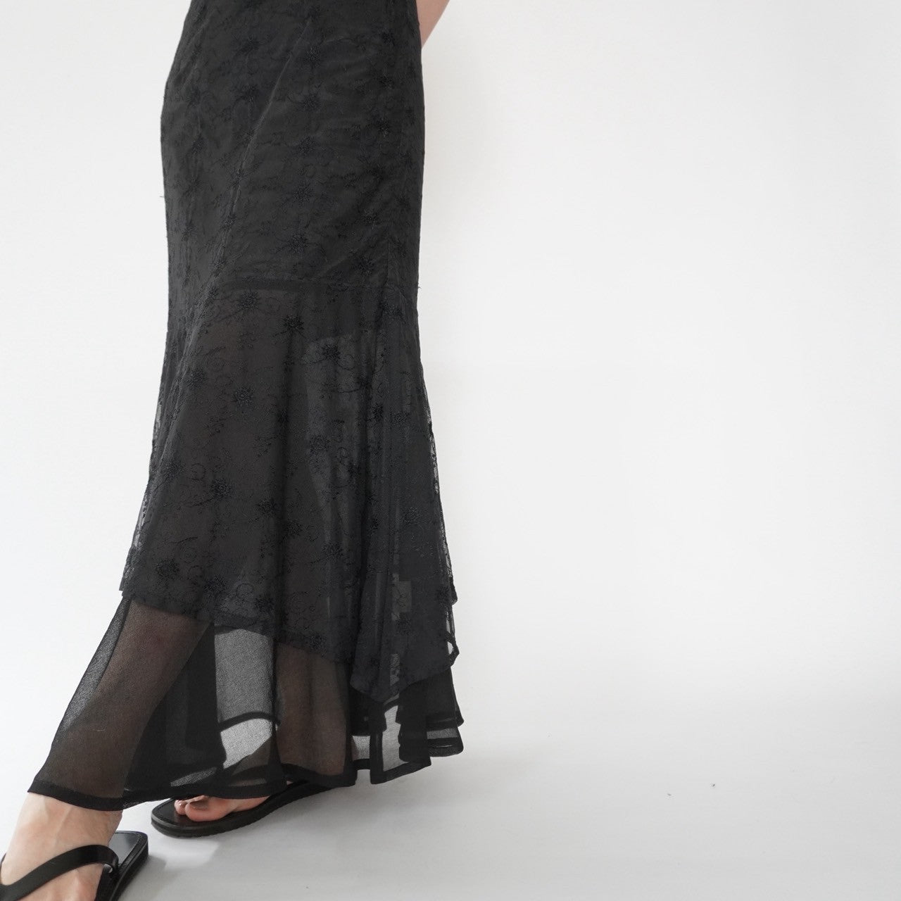 90s EURO Lace Design  Maxi Dress