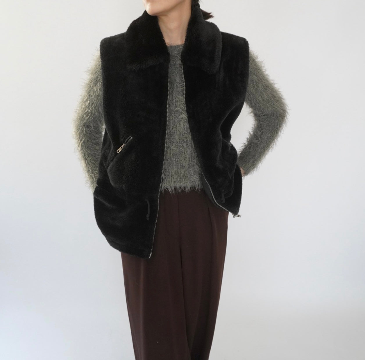 90s Fluffy Fleece Vest