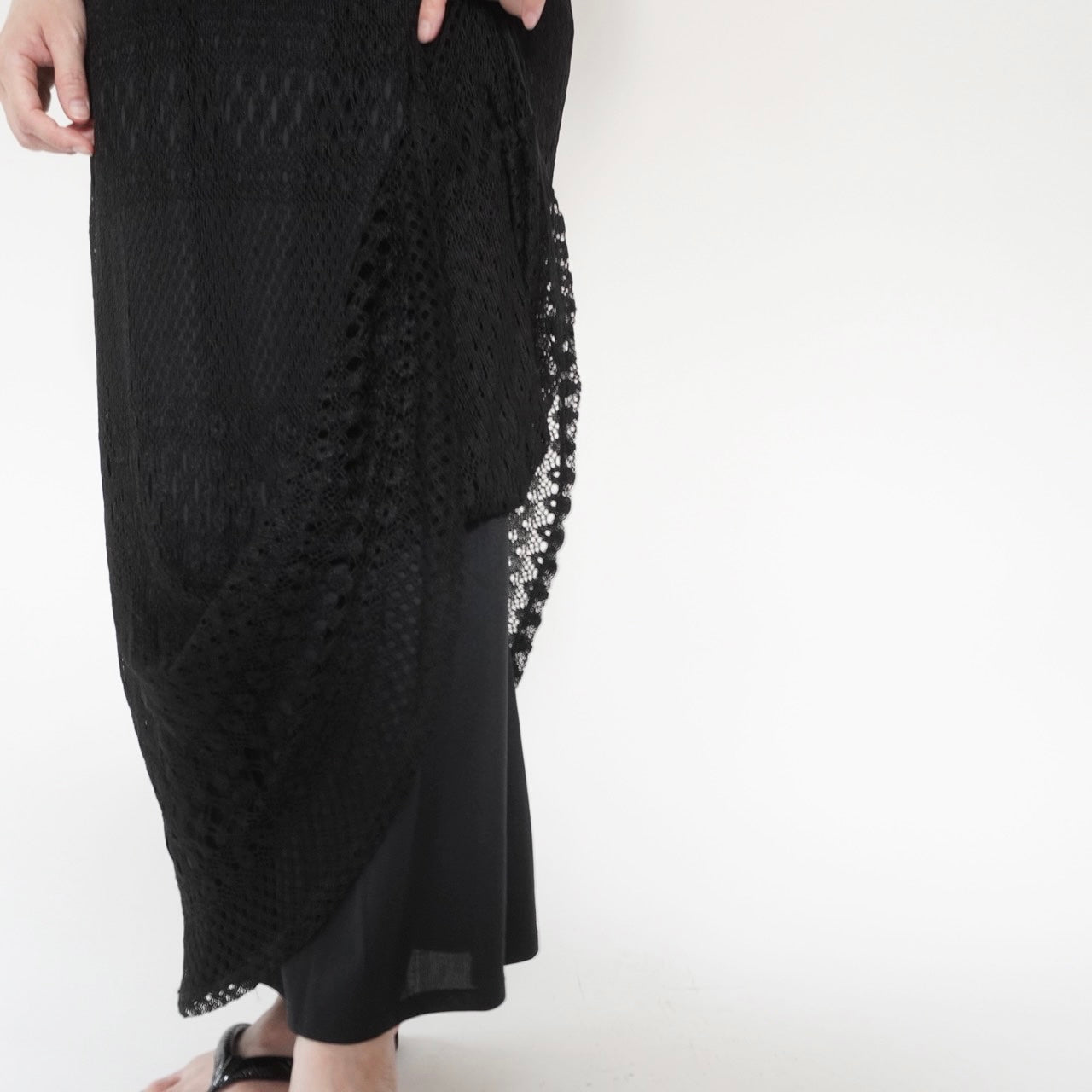 90s Lace Design Black Dress Made in USA