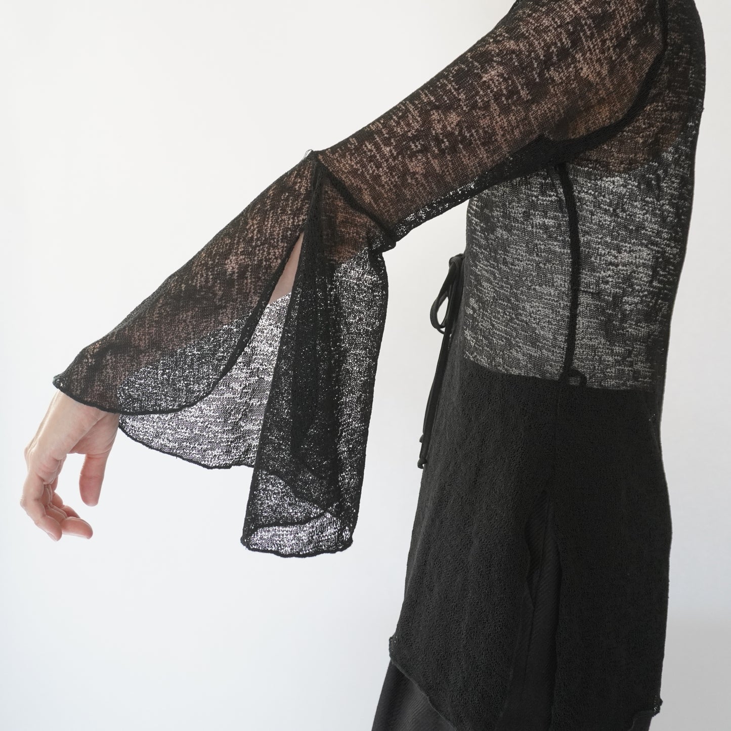 90s Black Sheer Design Top
