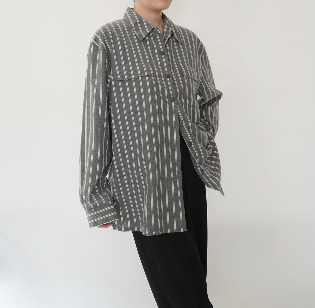 90s Gray Striped Shirt