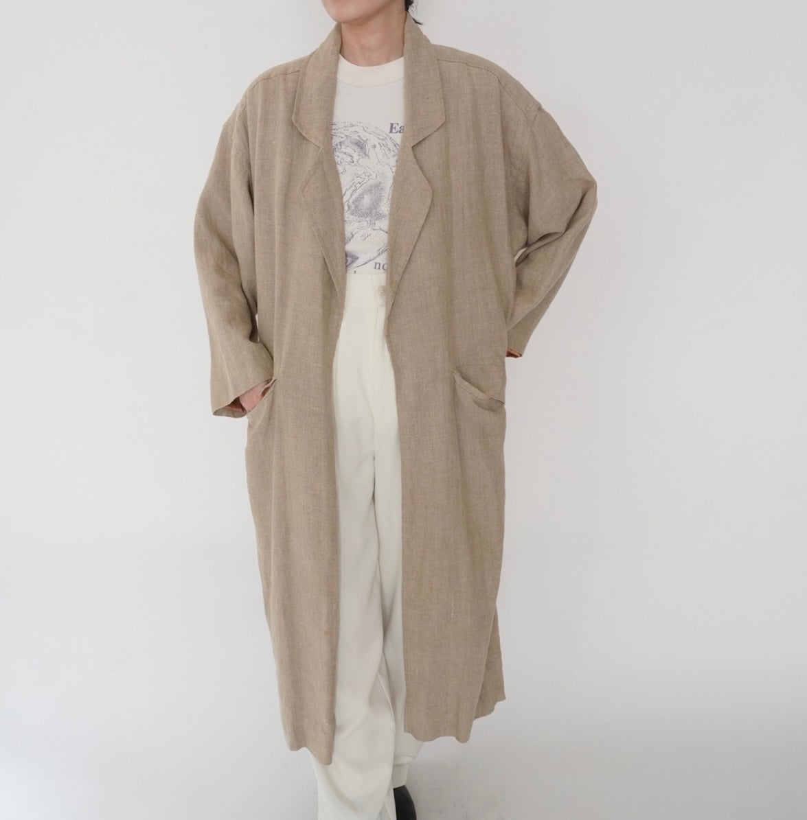 80s Linen Design Coat Made in USA