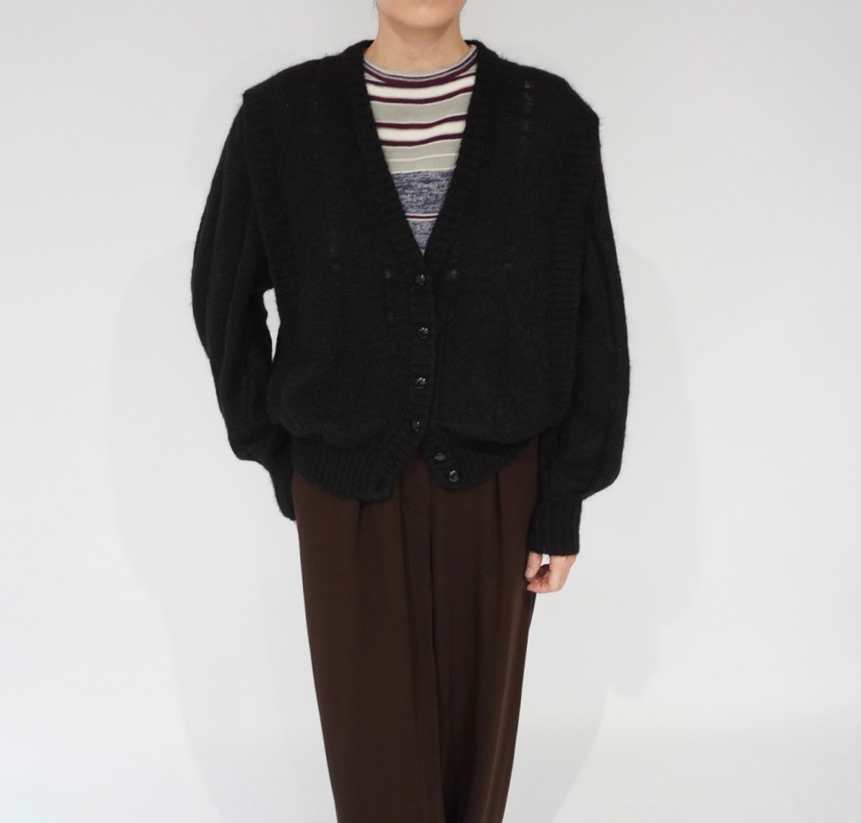 90s Balloon Sleeves Mohair Knit Cardigan Made in Italy