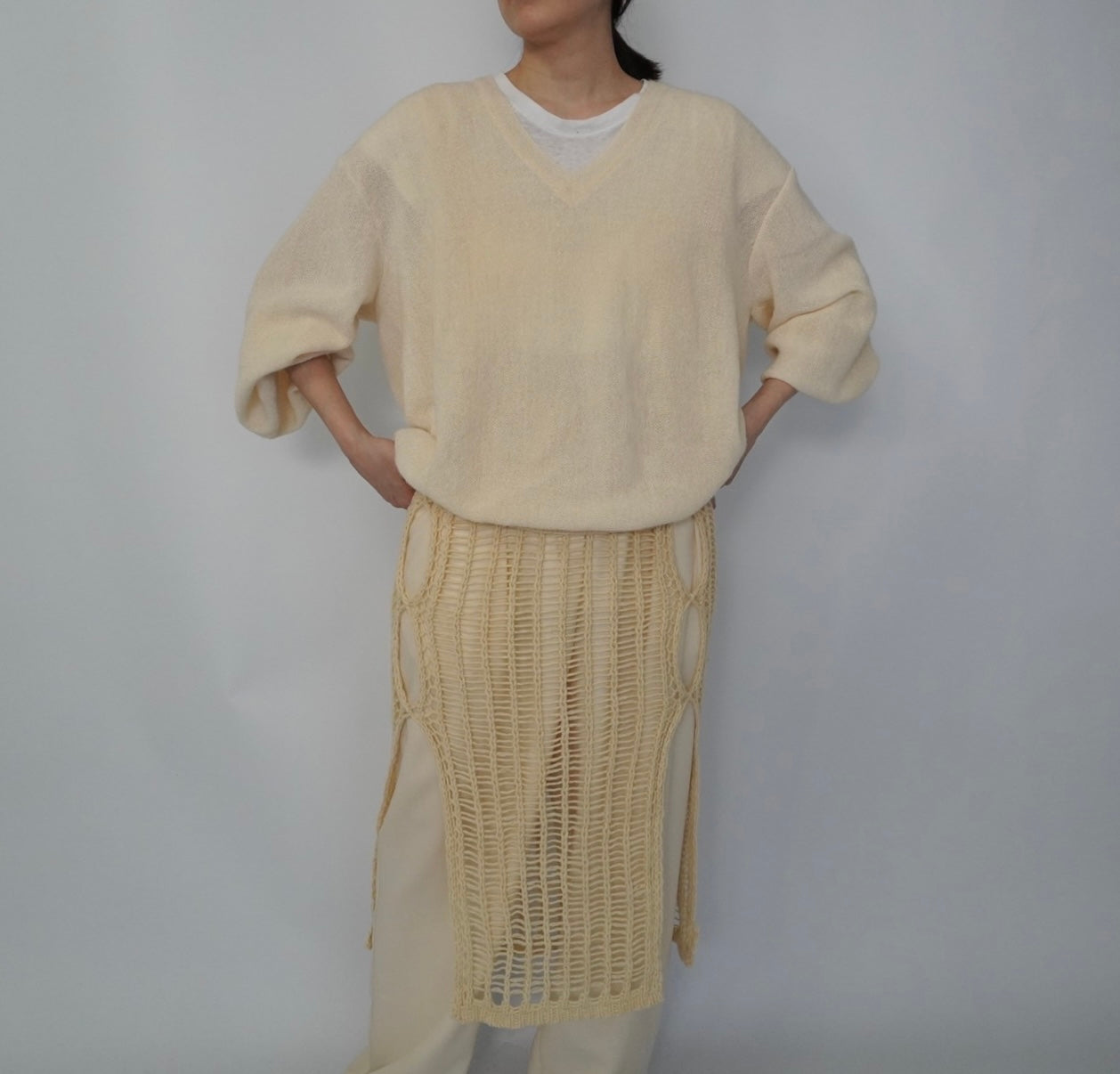 90s V neck Alpaca Knit