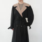 90s Black Design Maxi Coat