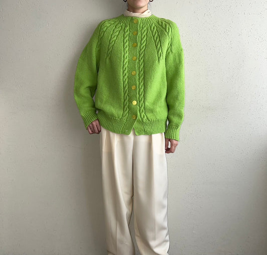 80s Light Green Knit Cardigan