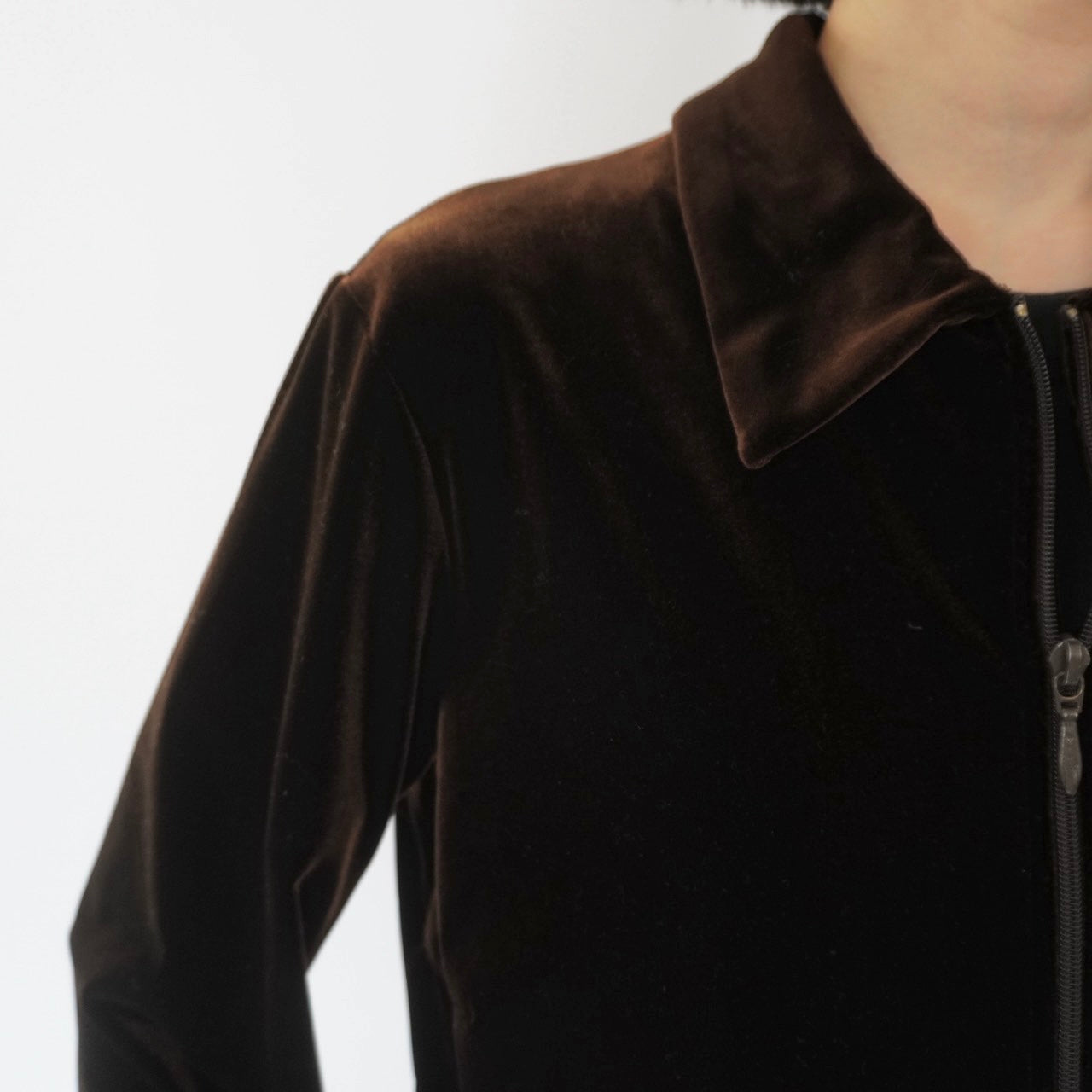 90s "J.CREW" Velour Zip Shirt