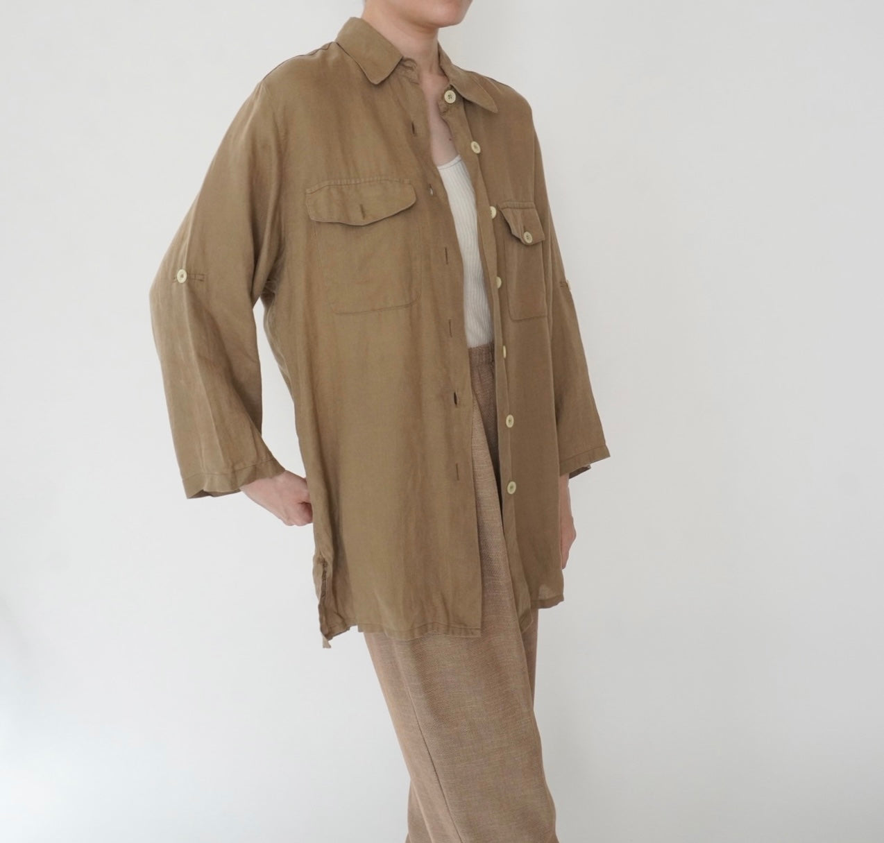 90s Design Linen Shirt Made in Italy