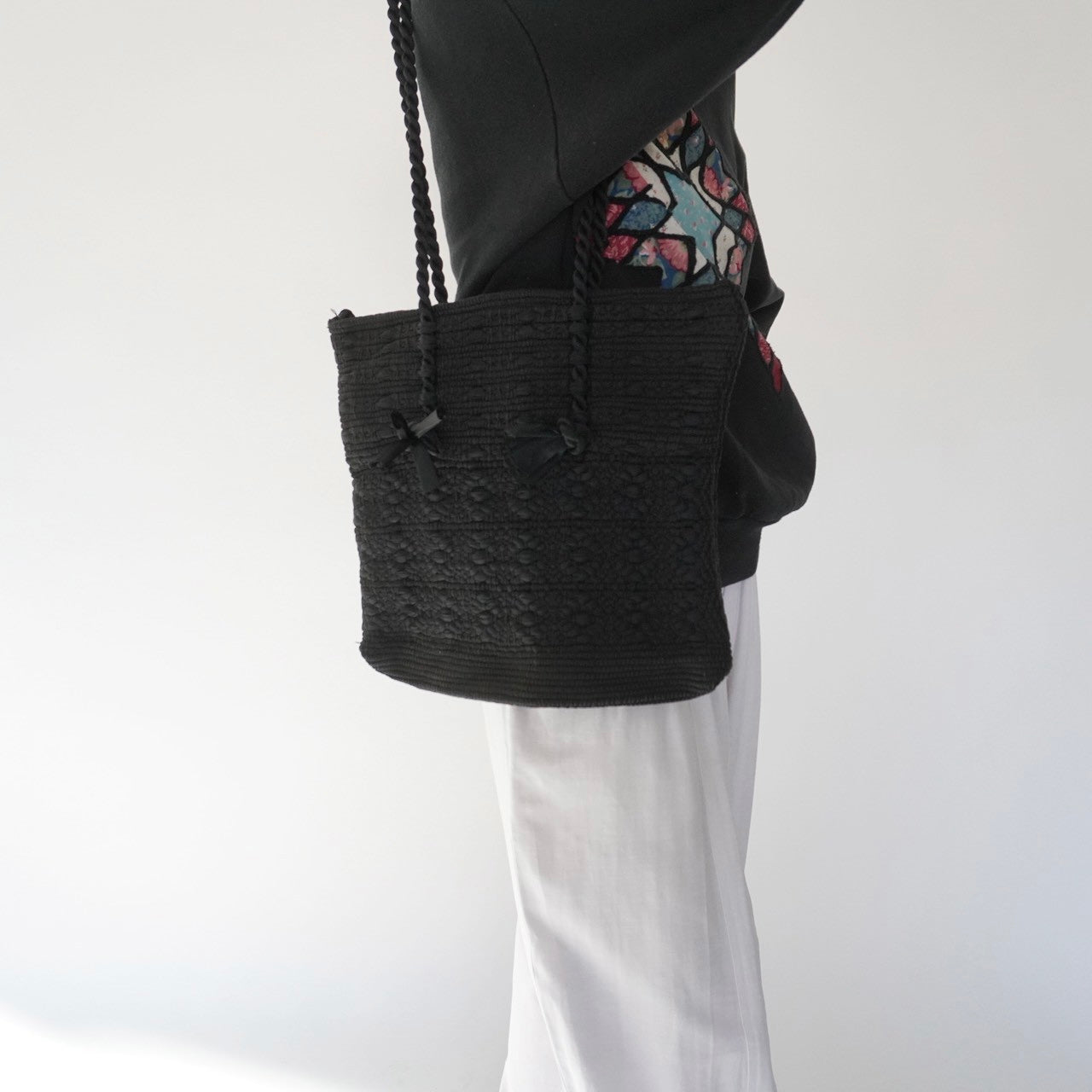40s Woven Black Bag