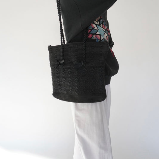 40s Woven Black Bag