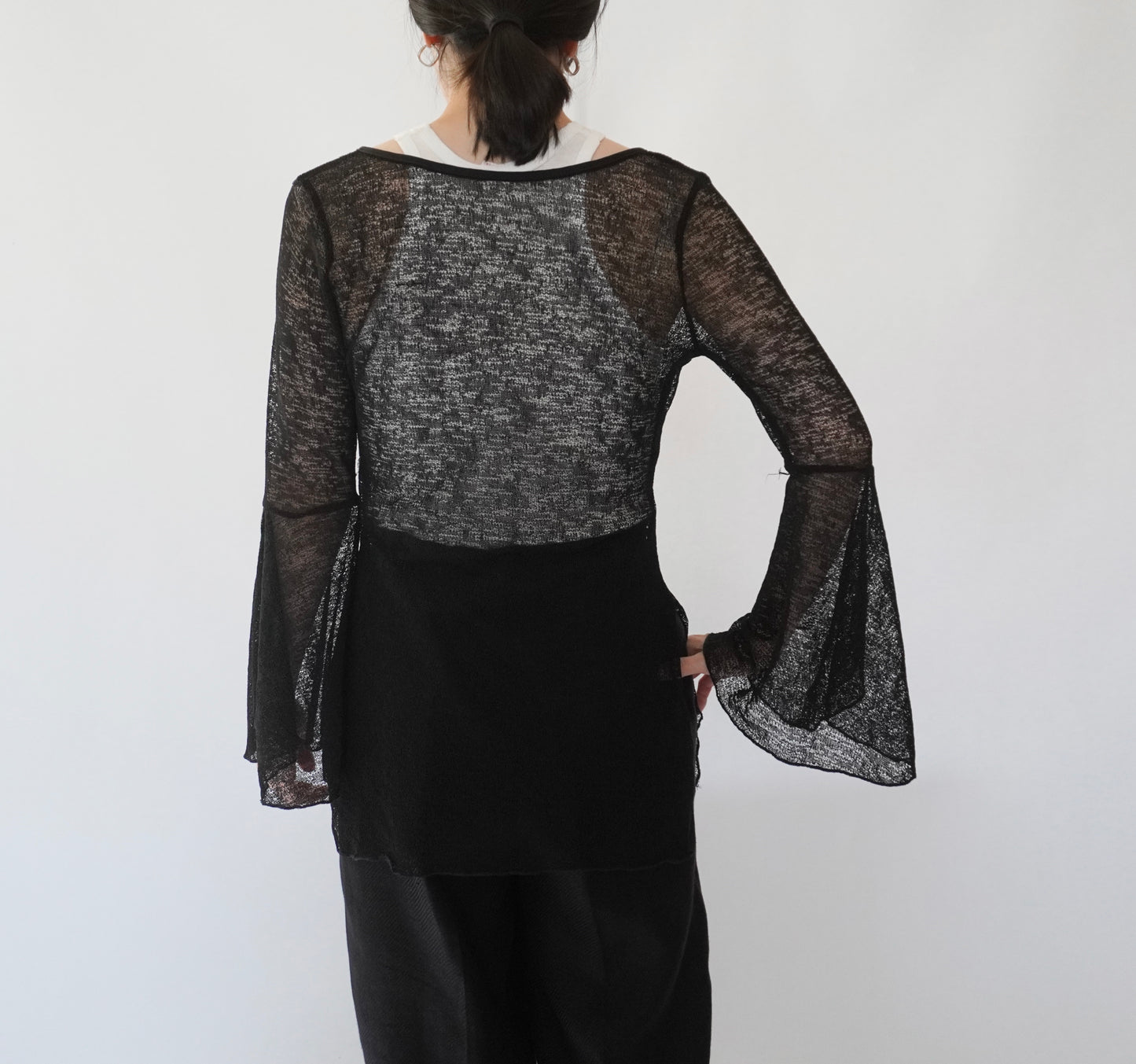 90s Black Sheer Design Top
