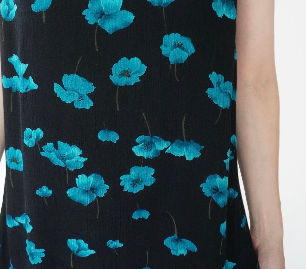 90s Rayon  Printed Sleeveless Dress