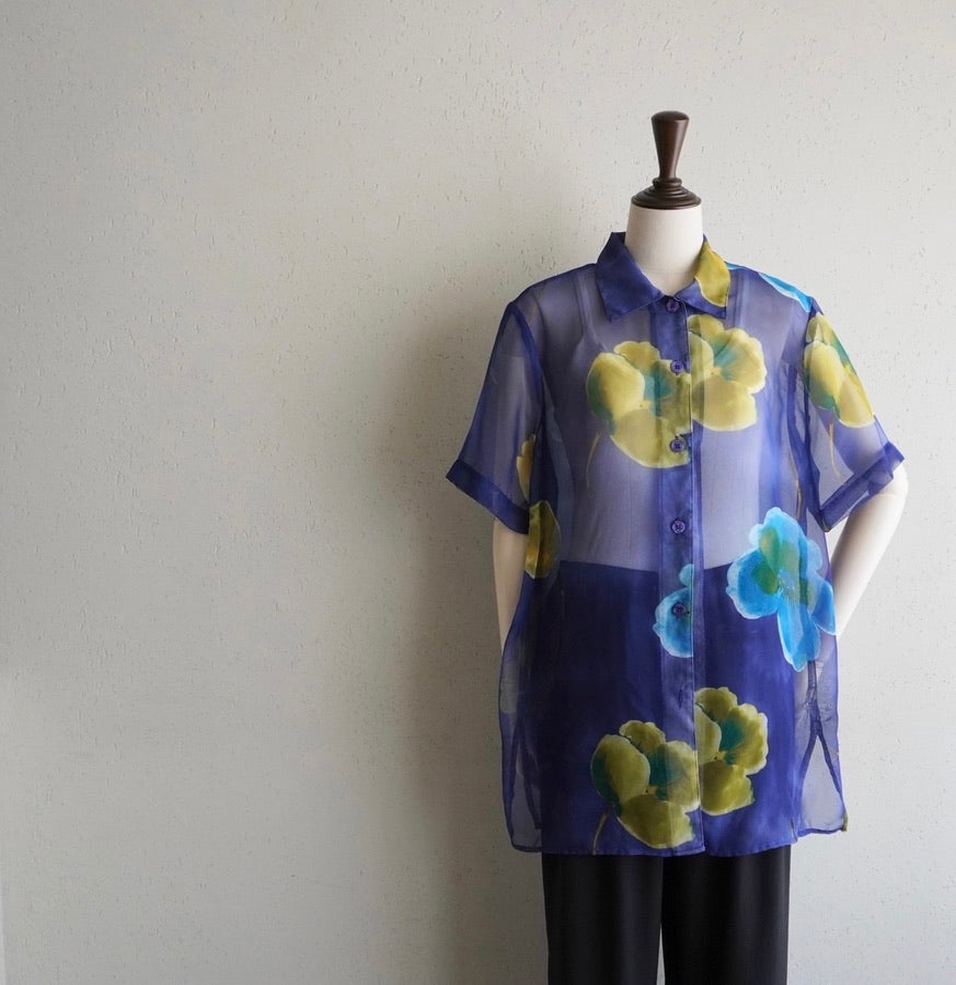 90s Printed Sheer Shirt Made in USA