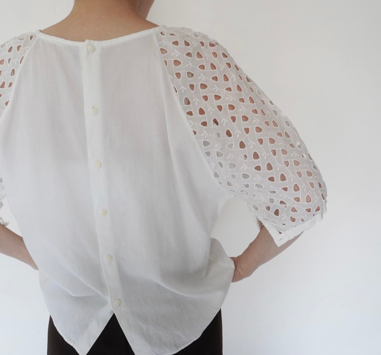 80s Cut Lace Design Blouse