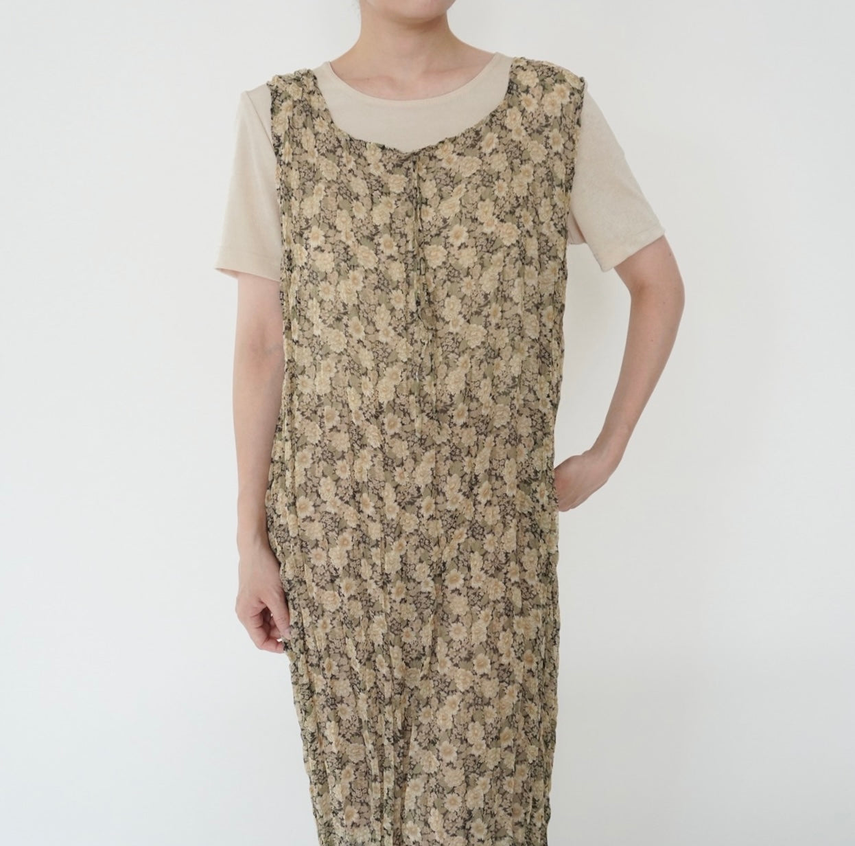 90s Floral Print Sheer Dress