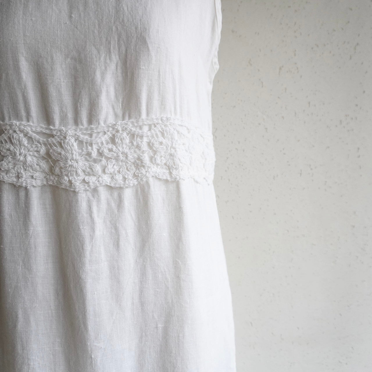 90s Linen×Crochet Maxi Dress Made in USA