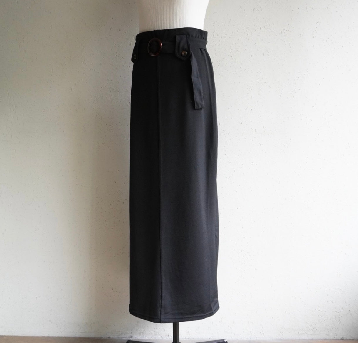 90s Black Belted Skirt Made in Italy