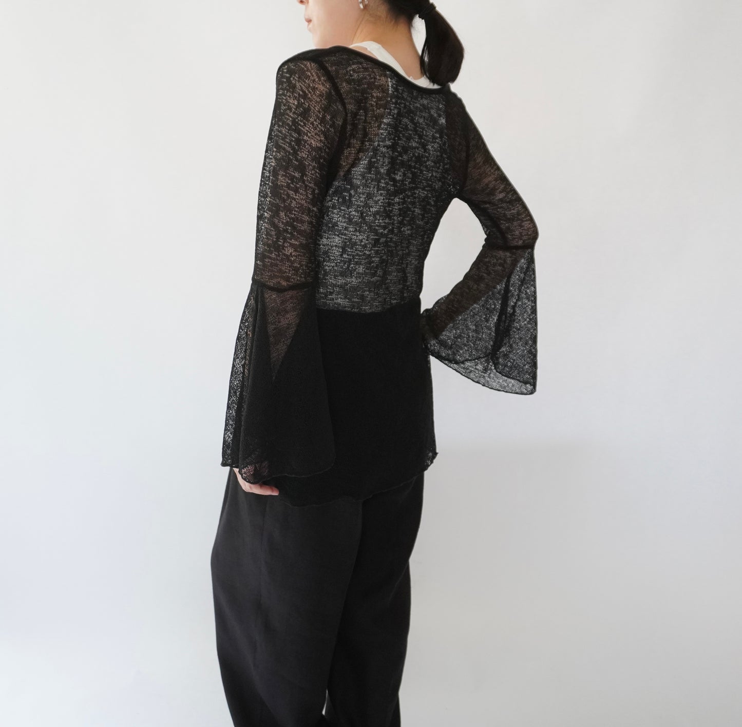 90s Black Sheer Design Top