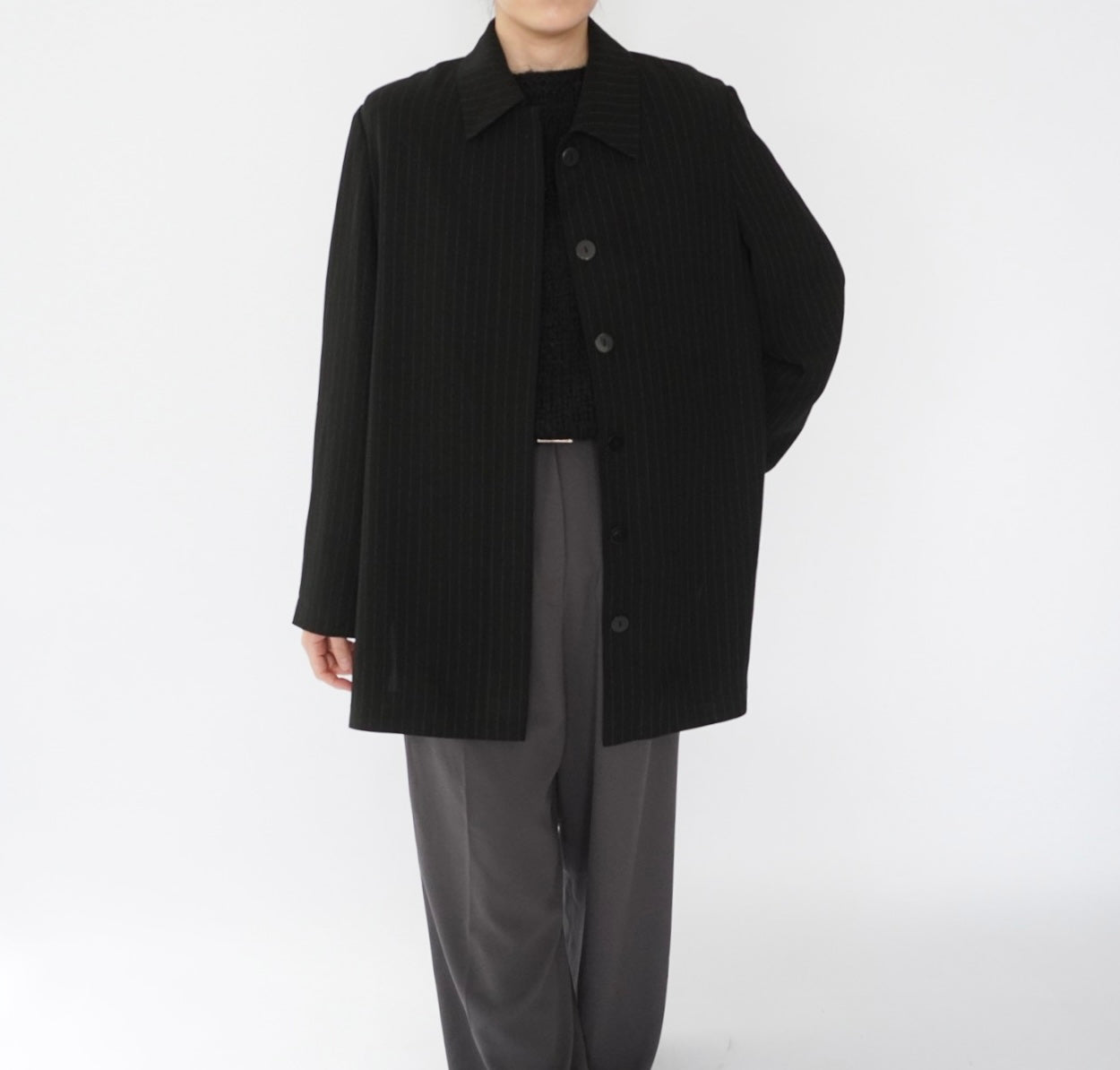 90s EURO Striped Shirt Jacket